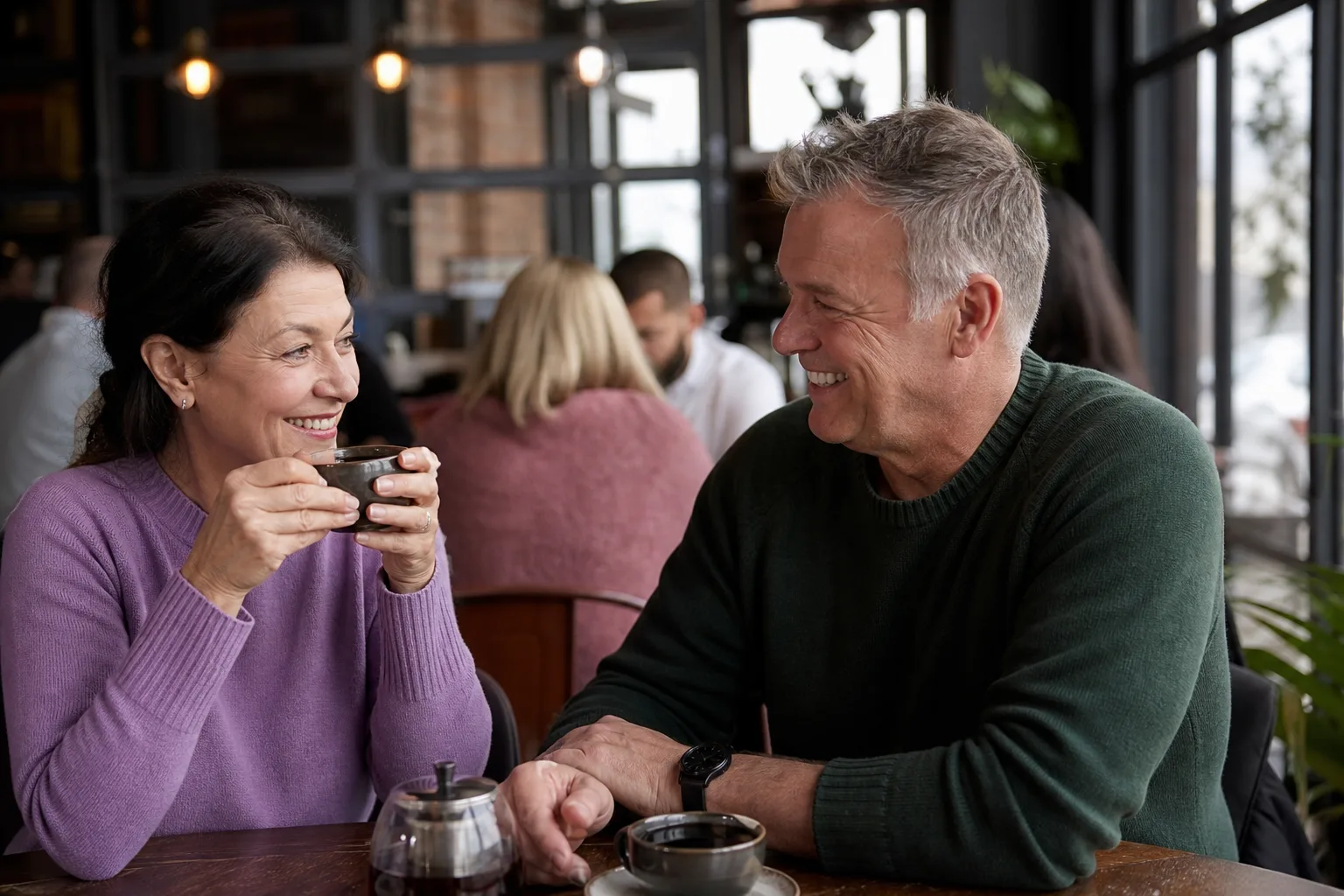Mature couple talking beside the Hobart waterfront