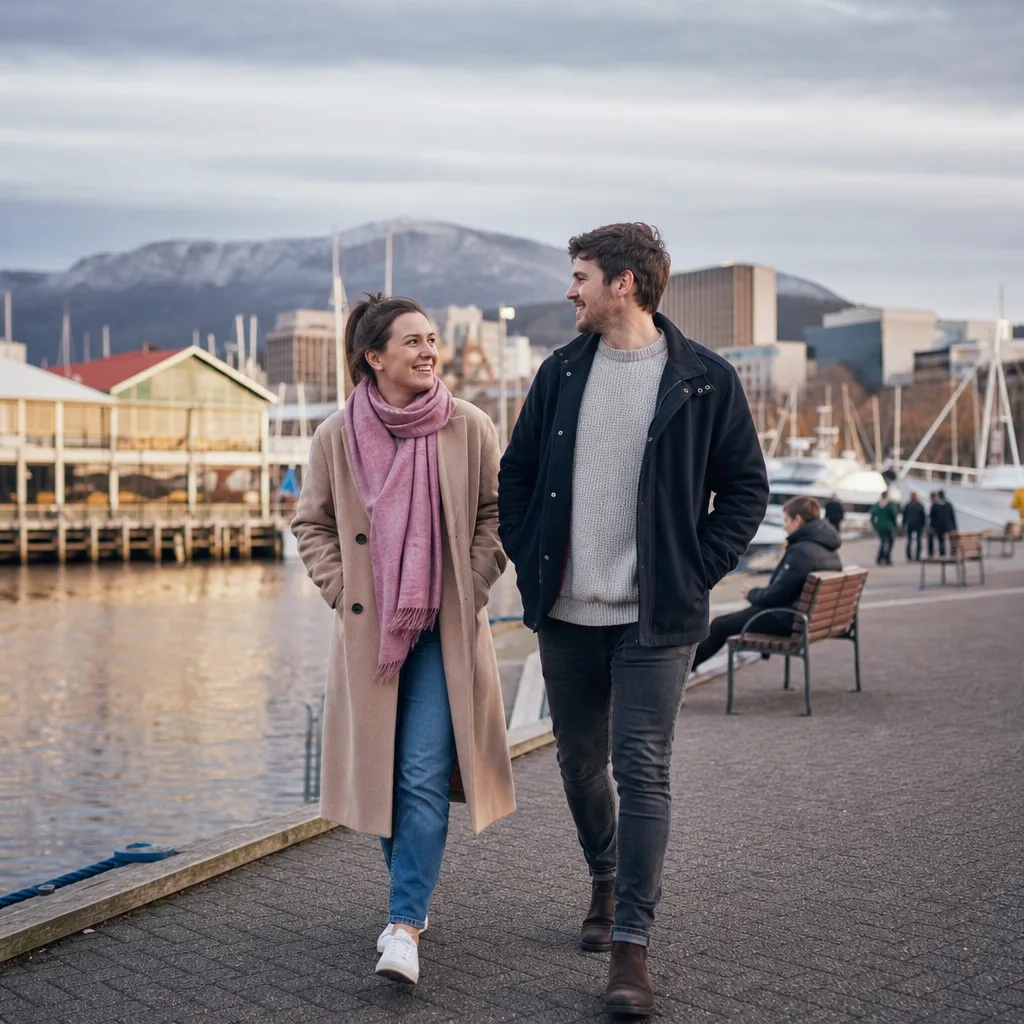 Salamanca Place on a busy market morning in Hobart