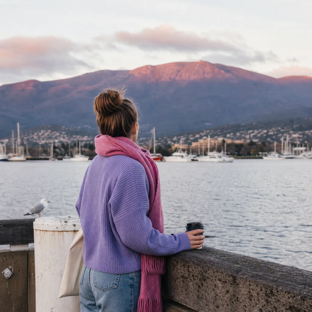 Two people talking over coffee at a casual Hobart meeting place